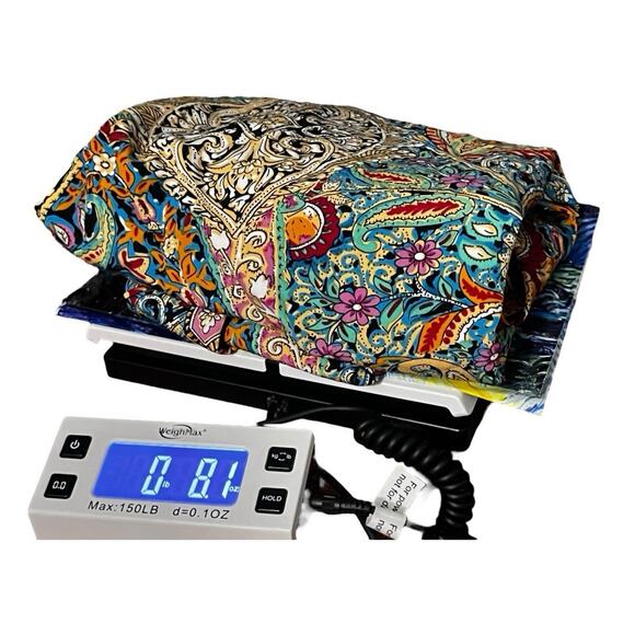 Handkerchief Hem Smocked High Waist Multicolor Paisley Maxi Skirt Size L Boho - Picture 9 of 9